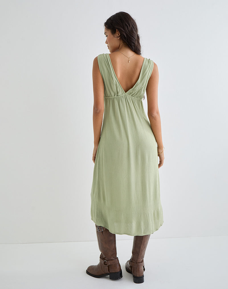 Imagen de Havisla Tie Front Midi Dress in Sage Green