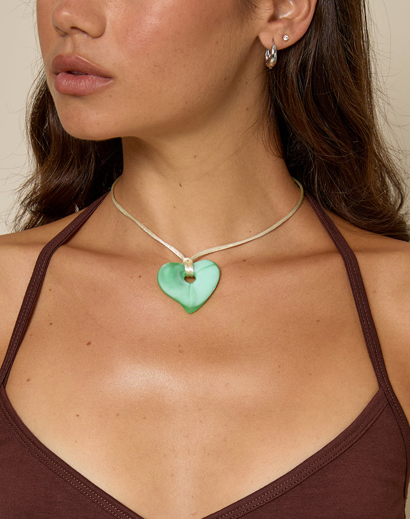 Imagen de Collar Corazón de Resina Verde