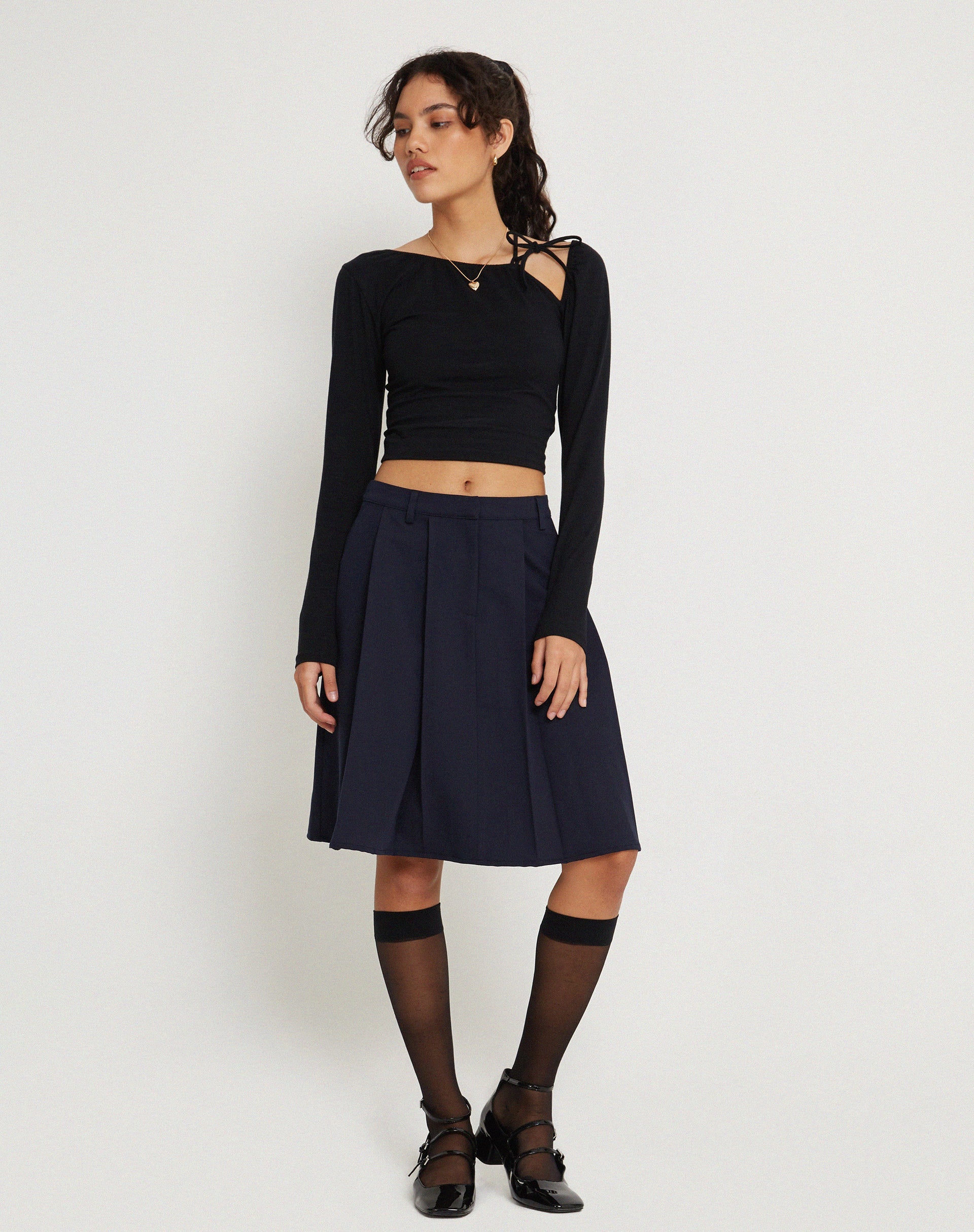 Imagen de Colette Falda plisada hasta la rodilla en azul marino