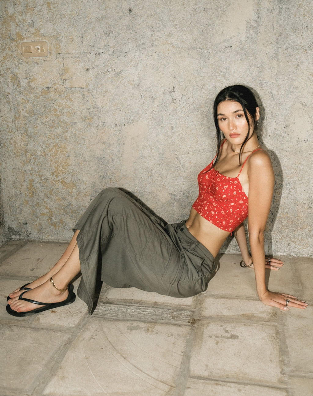 Hema Crop Top en Paisley Fun Rojo