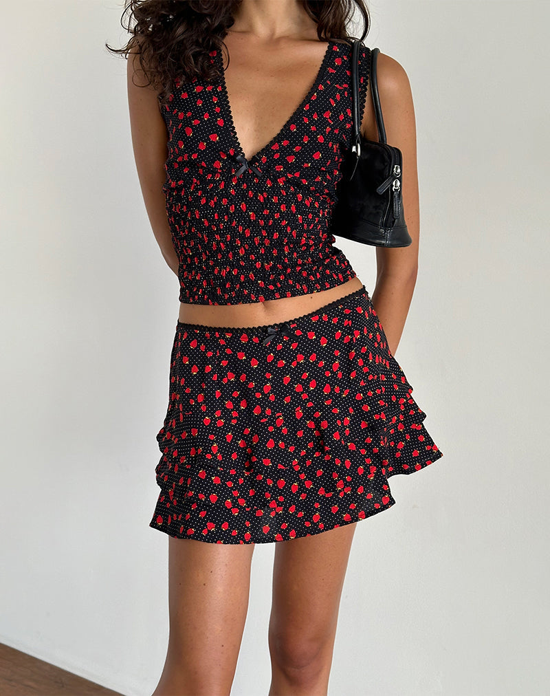 Imagen de Camigi Minifalda en Polka Fresa Negro