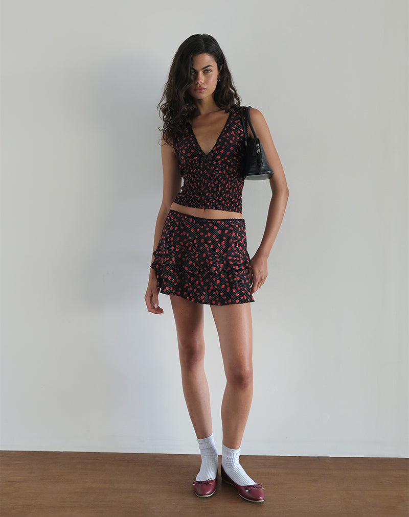 Imagen de Camigi Minifalda en Polka Fresa Negro