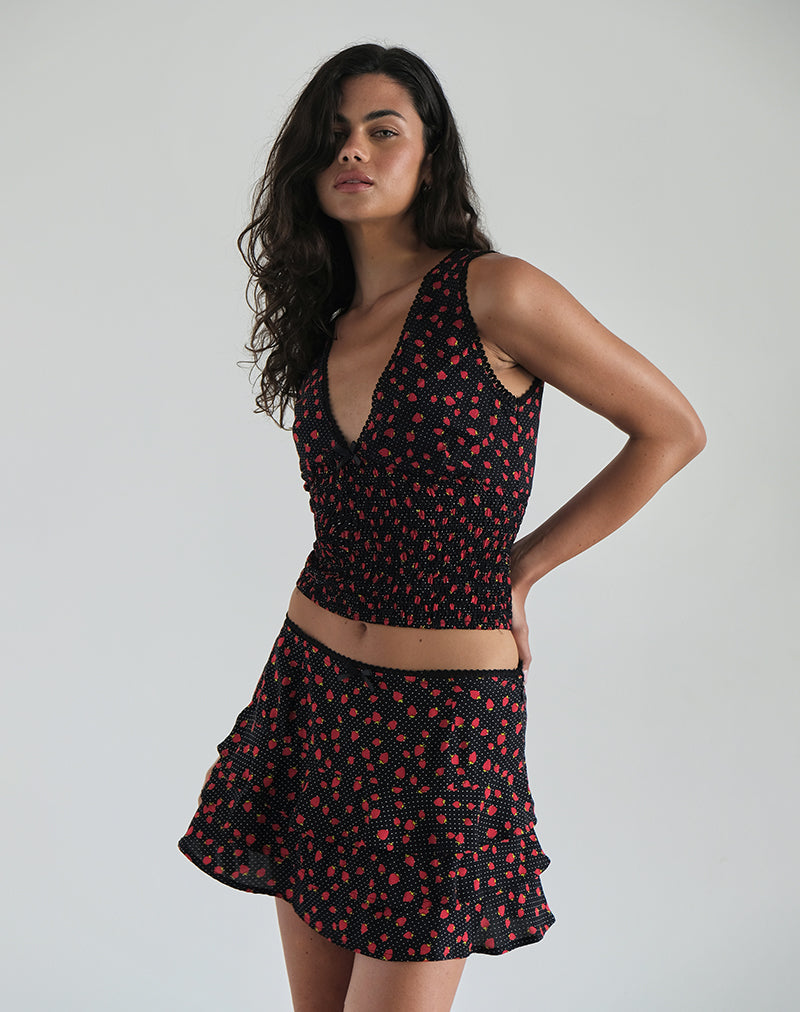 Imagen de Camigi Minifalda en Polka Fresa Negro