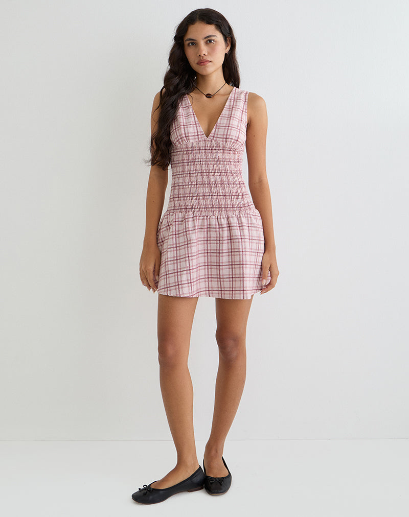 Imagen de Hevoria Mini Dress in Basic Tartan Pink