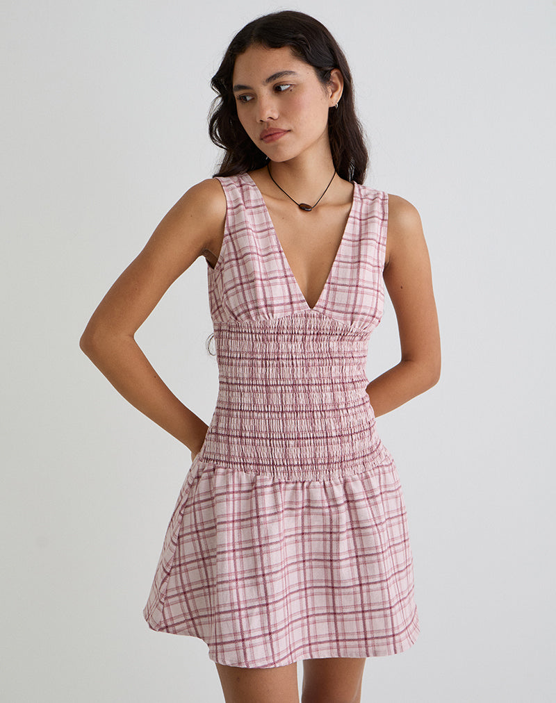 Imagen de Hevoria Mini Dress in Basic Tartan Pink