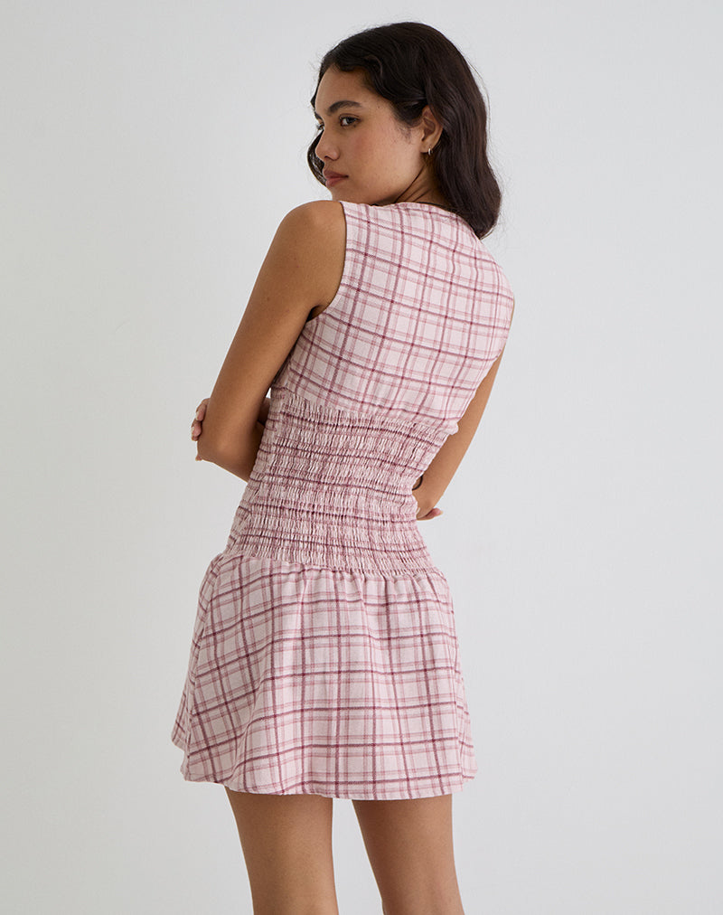 Imagen de Hevoria Mini Dress in Basic Tartan Pink
