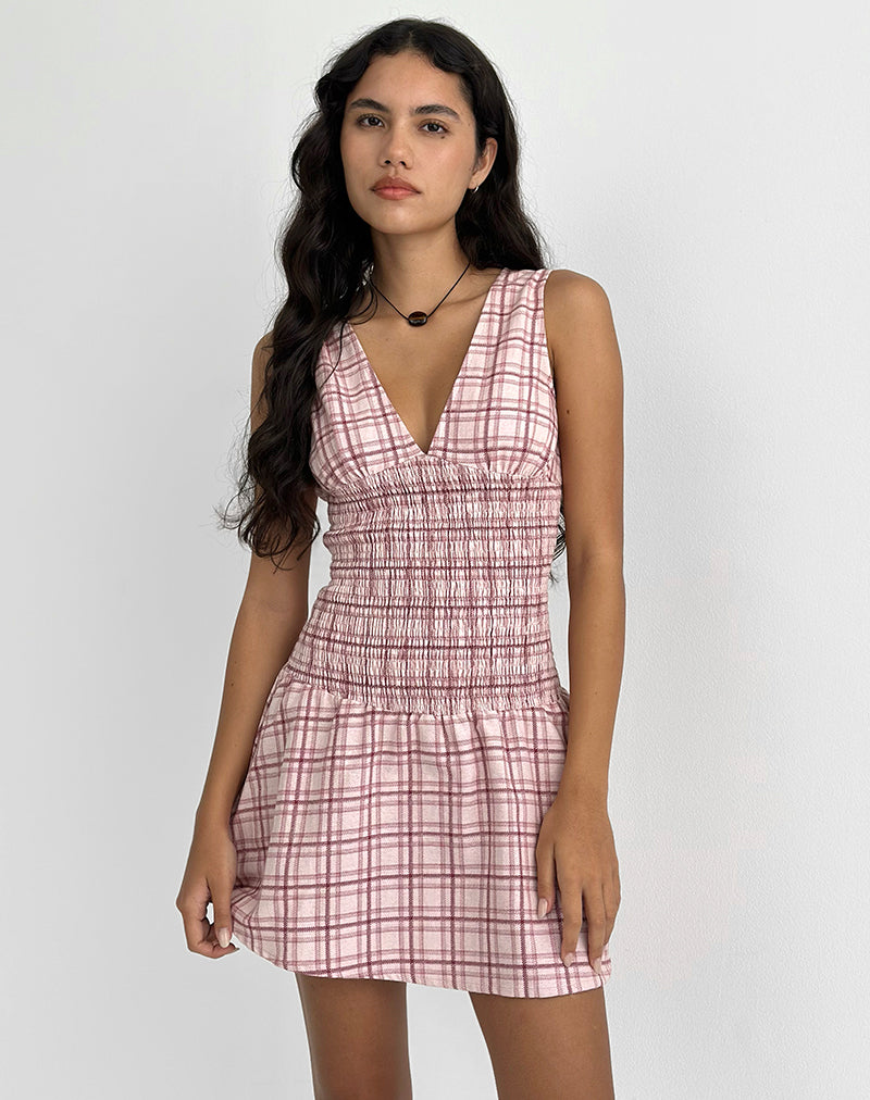 Imagen de Hevoria Mini Dress in Basic Tartan Pink