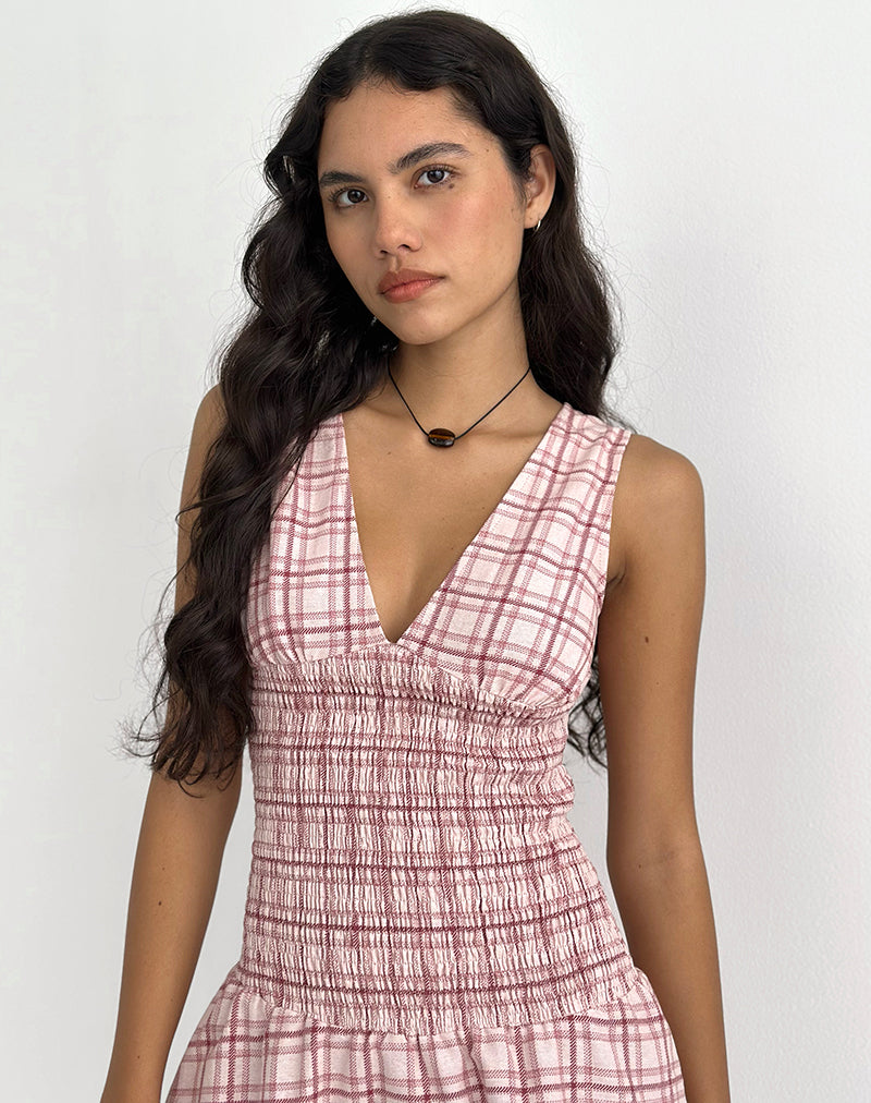 Imagen de Hevoria Mini Dress in Basic Tartan Pink