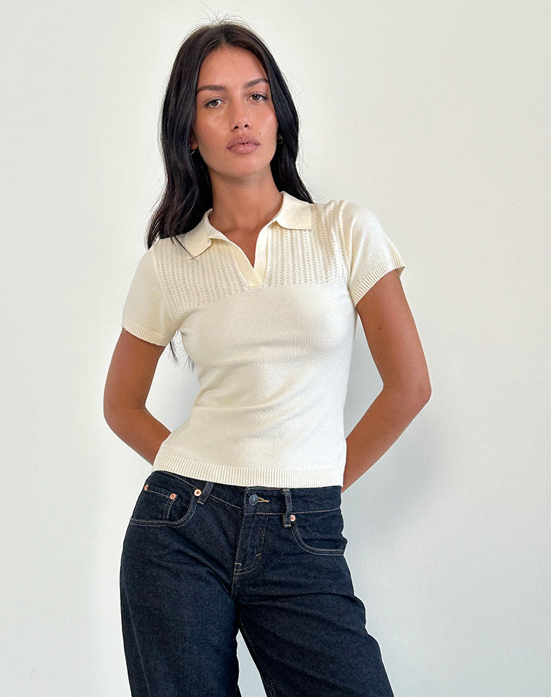 Imagen de Hilda Top con cuello en punto marfil