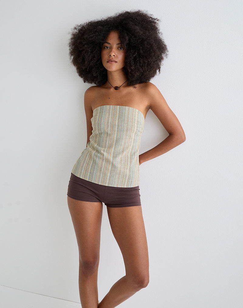 Top Hisana Bandeau en rayas amarillo