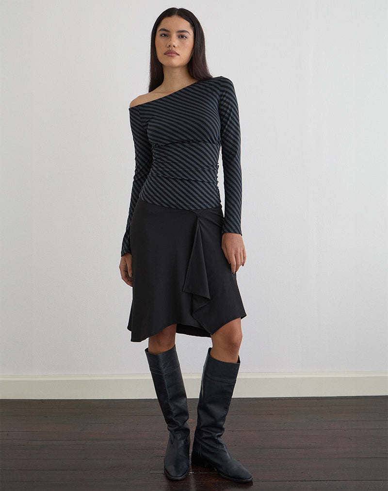 Top holgado Hoang con rayas oblicuas Ocean Storm