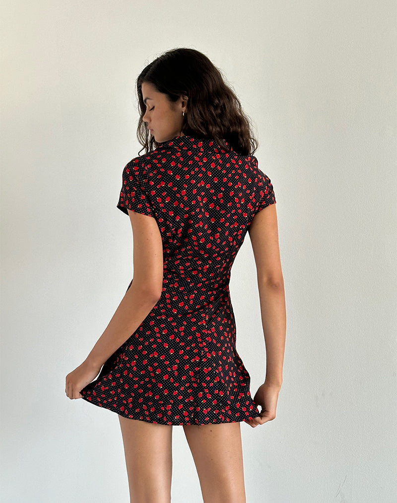 Imagen de Holmana Mini Dress in Strawberry Polka Negro
