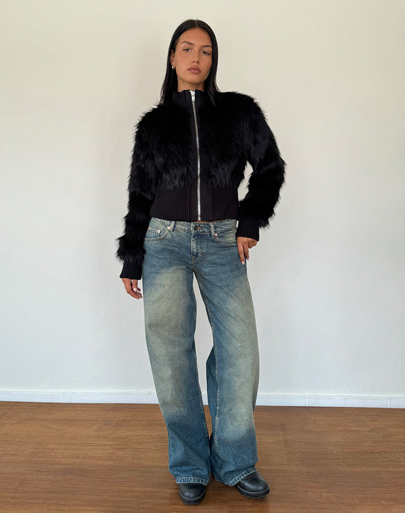Imagen de Homari Shaggy Faux Fur Jacket in Black