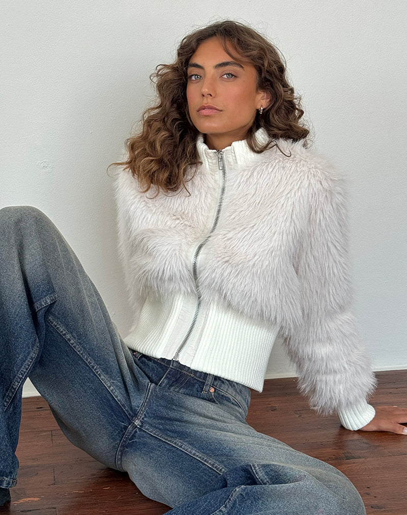 Chaqueta de piel sintética Shaggy en color crema de Homari