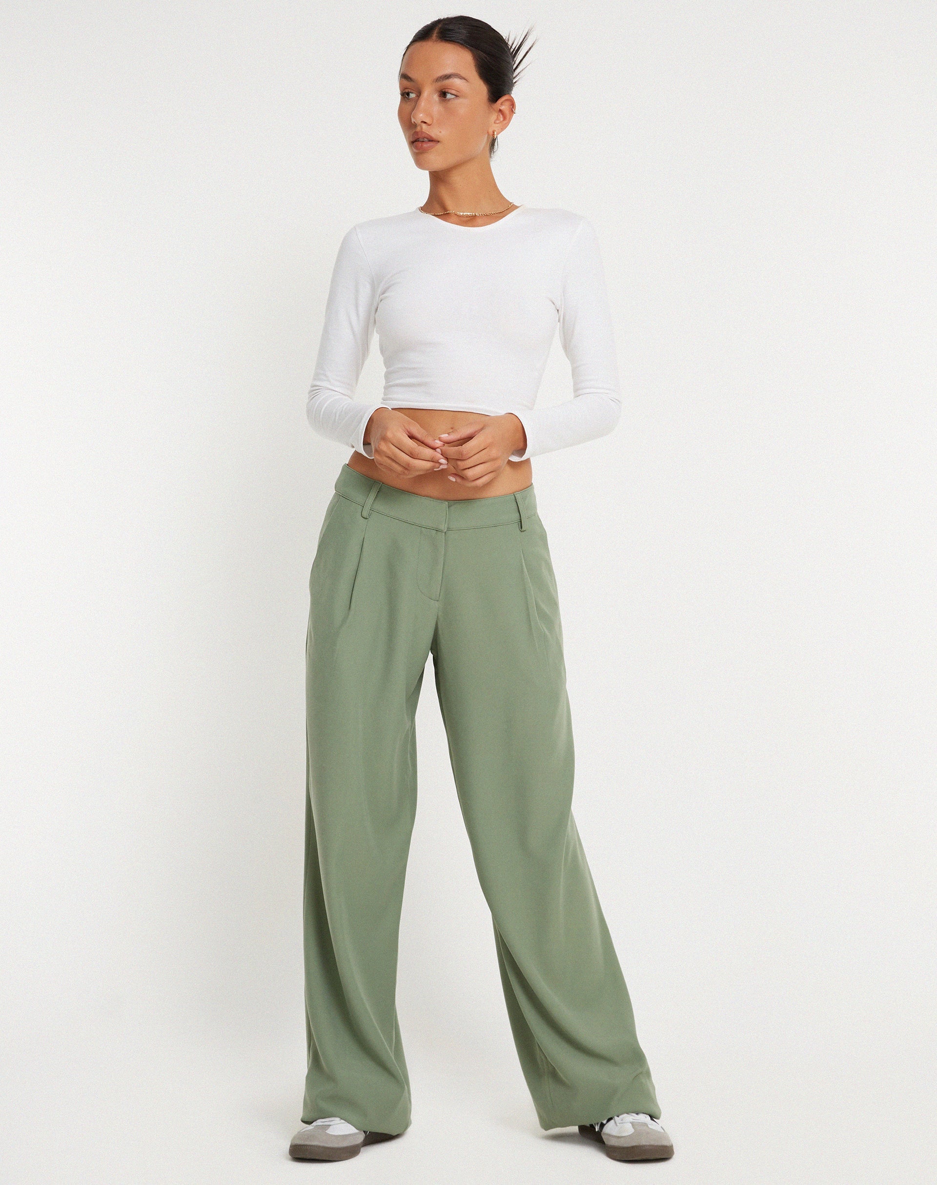 imagen de Hondra Wide Leg Trouser en Ashy Green