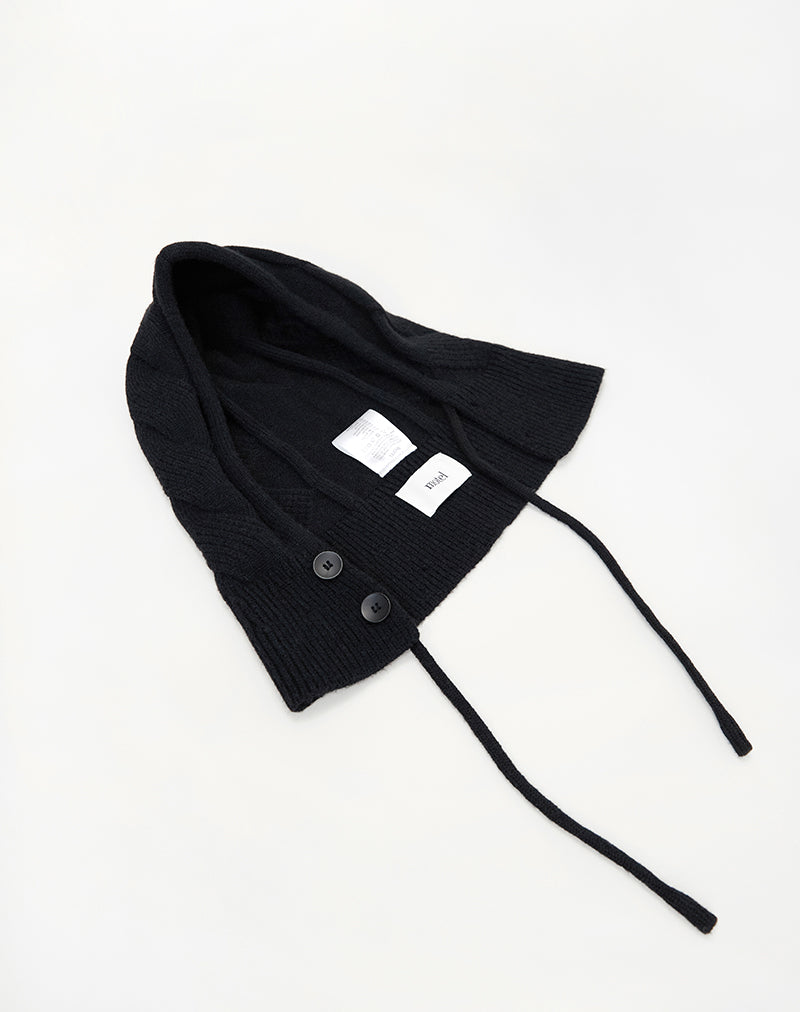 Gorro con capucha de punto negro