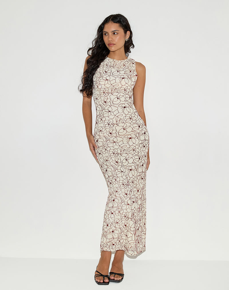 Hoover Maxi Vestido en Línea Flor Crema