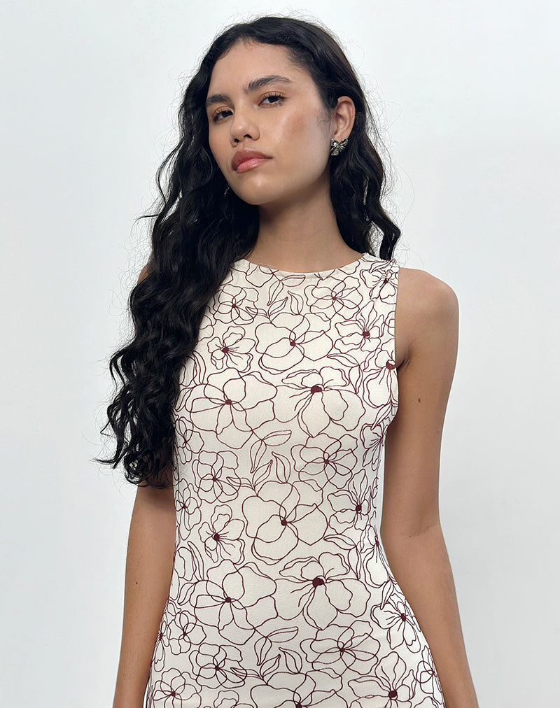 Hoover Maxi Vestido en Línea Flor Crema