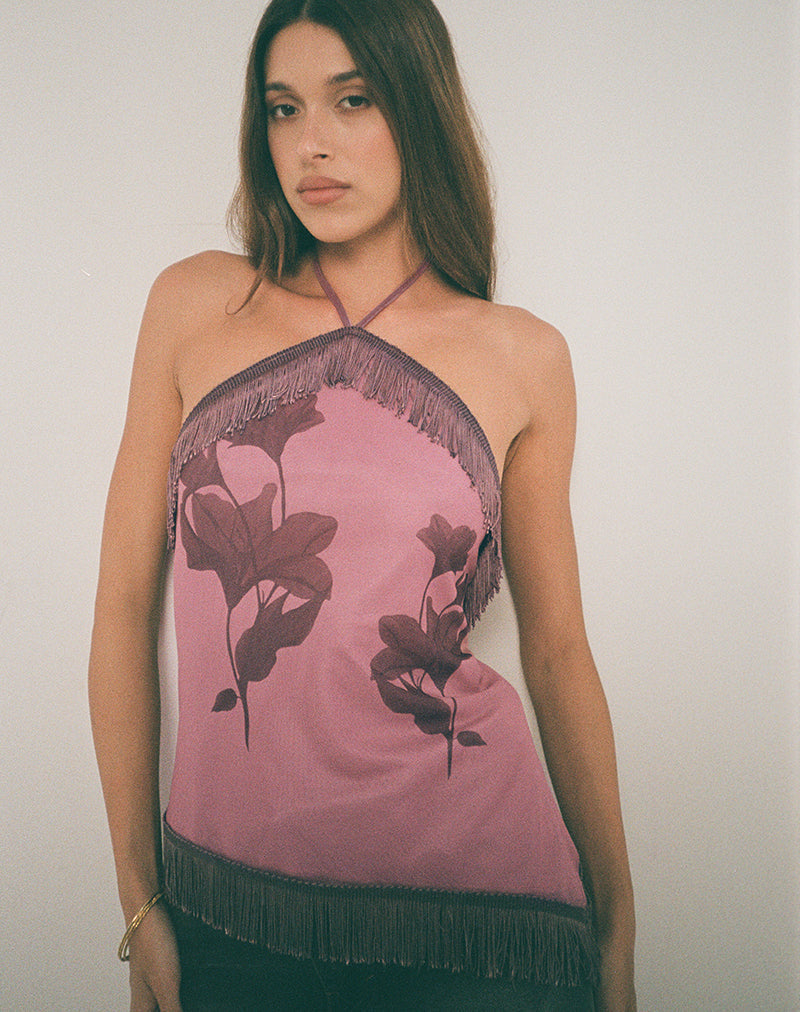 Imagen de Howard Top de flecos en malva flor tonal