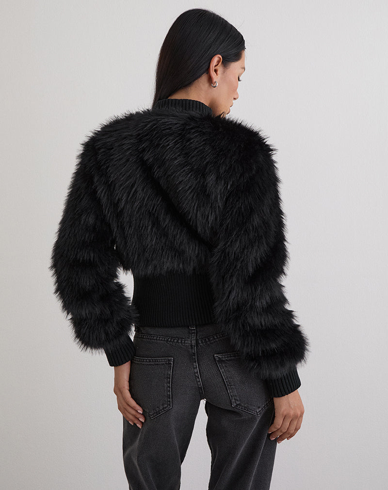 Imagen de Homari Shaggy Faux Fur Jacket in Black