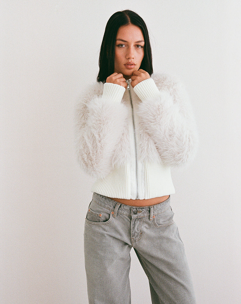 Imagen de Homari Chaqueta de piel sintética en color crema