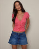 Imagen de Ilase Blusa acampanada en guinga roja