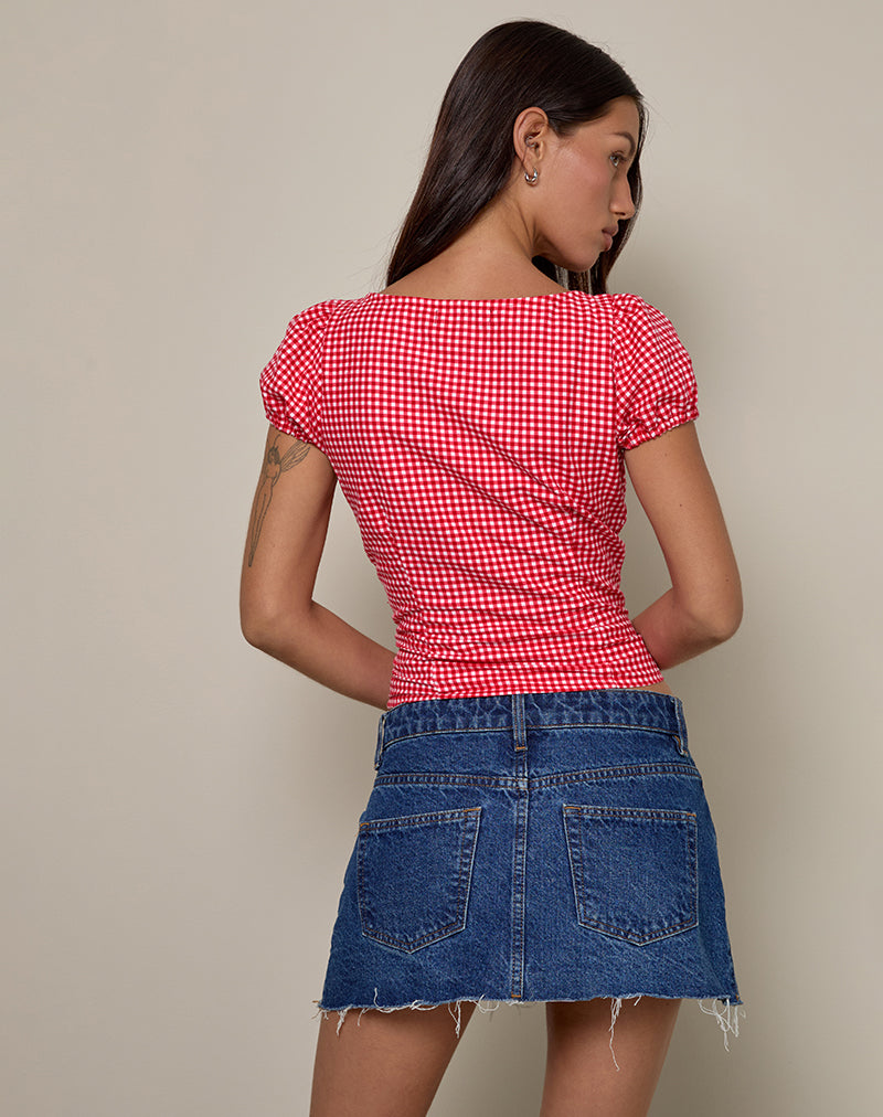 Imagen de Ilase Blusa acampanada en guinga roja