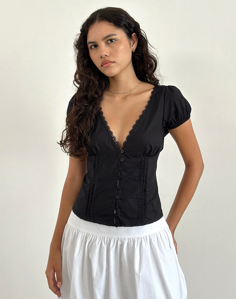 Imagen de Ilias Corset Top de popelina Negro