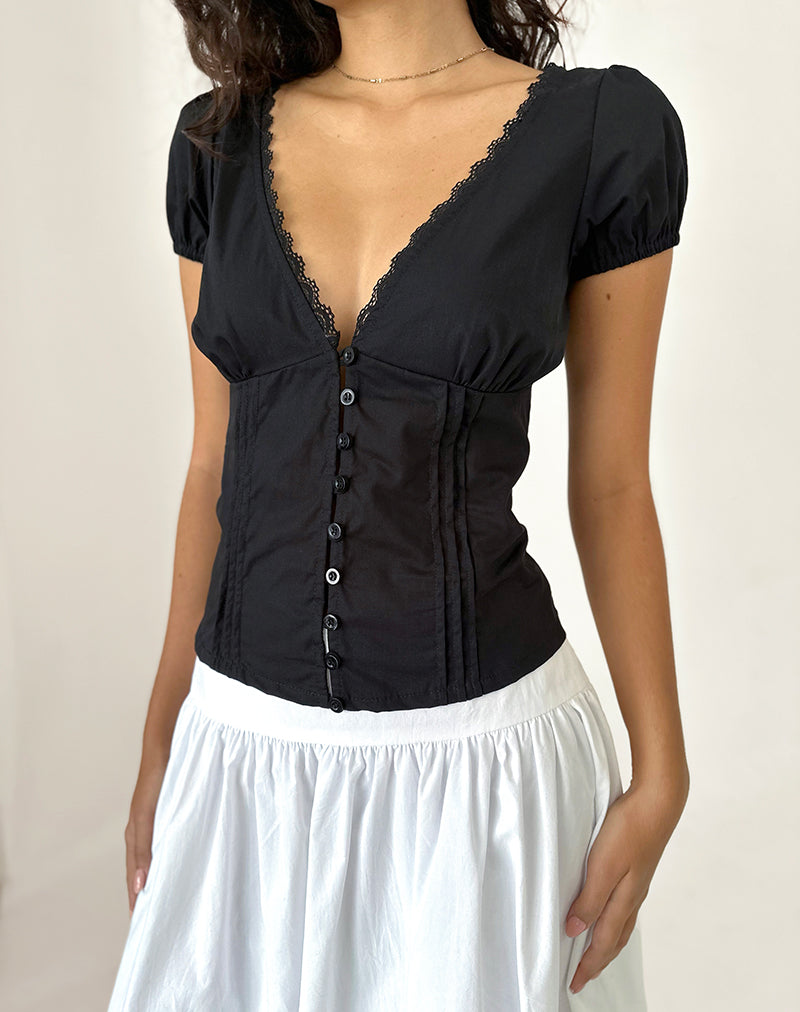 Imagen de Ilias Corset Top de popelina Negro