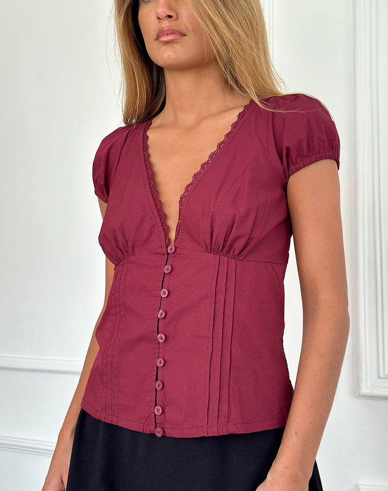 Imagen de Ilias Corset Top de popelina Borgoña