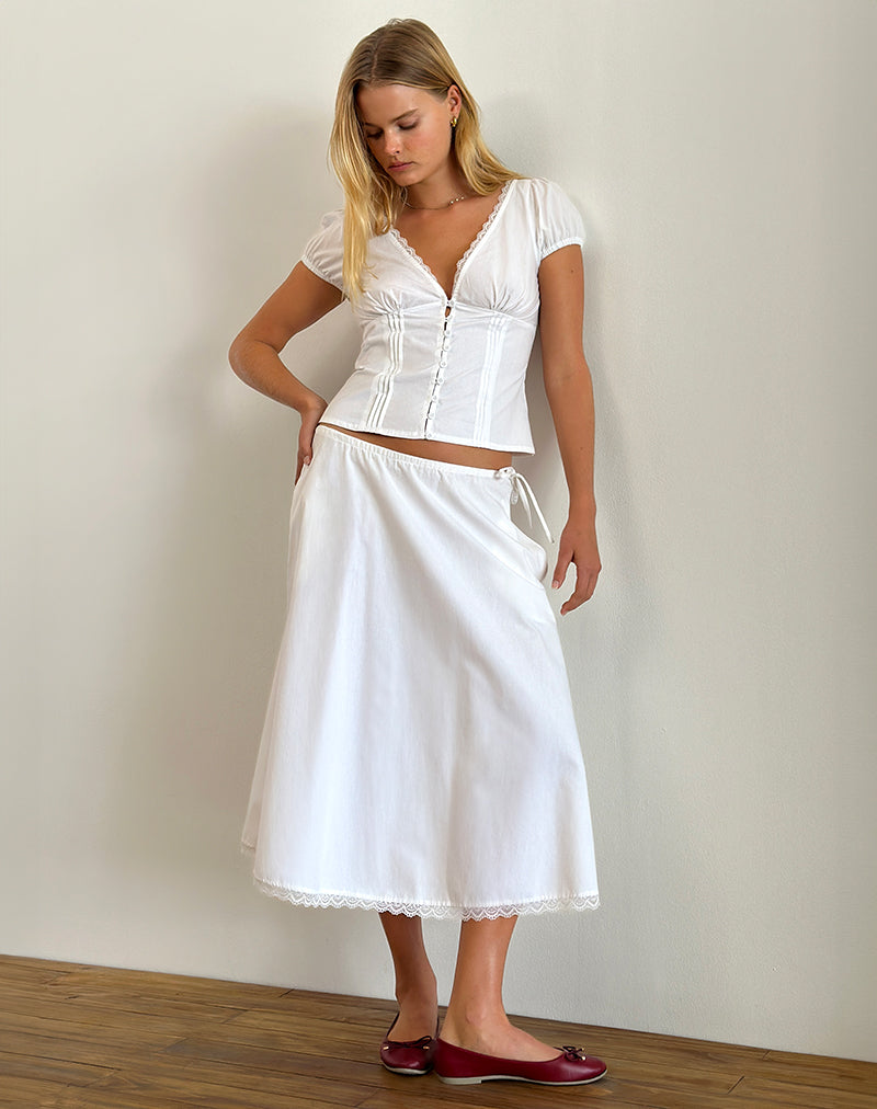 Top corsé Ilias de popelina blanca
