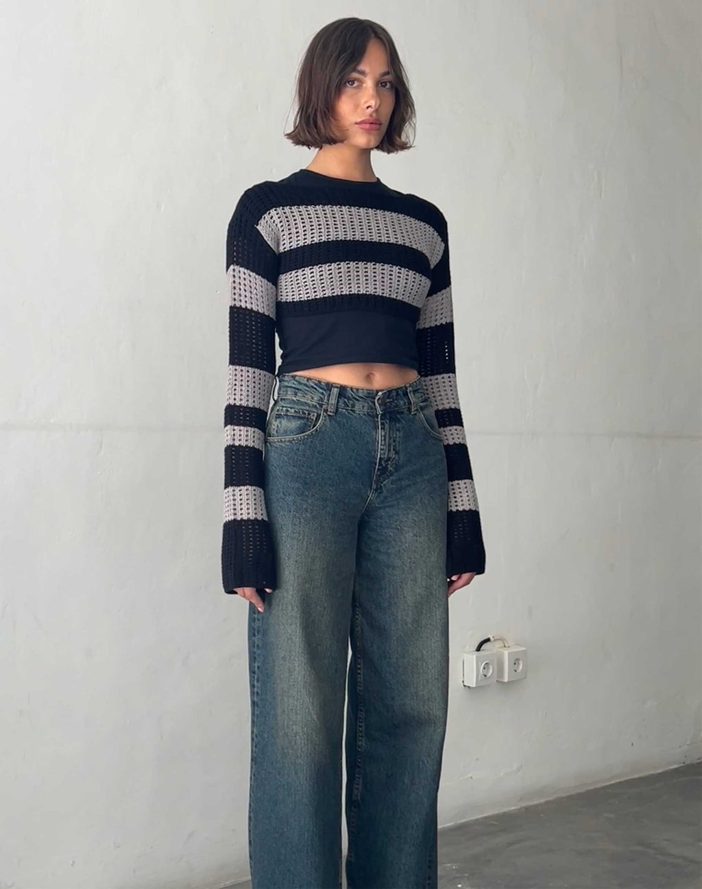 Ozzy Bolero Top en Negro Gris