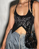 imagen de Buhal Crop Top en negro Butterfly Diamante