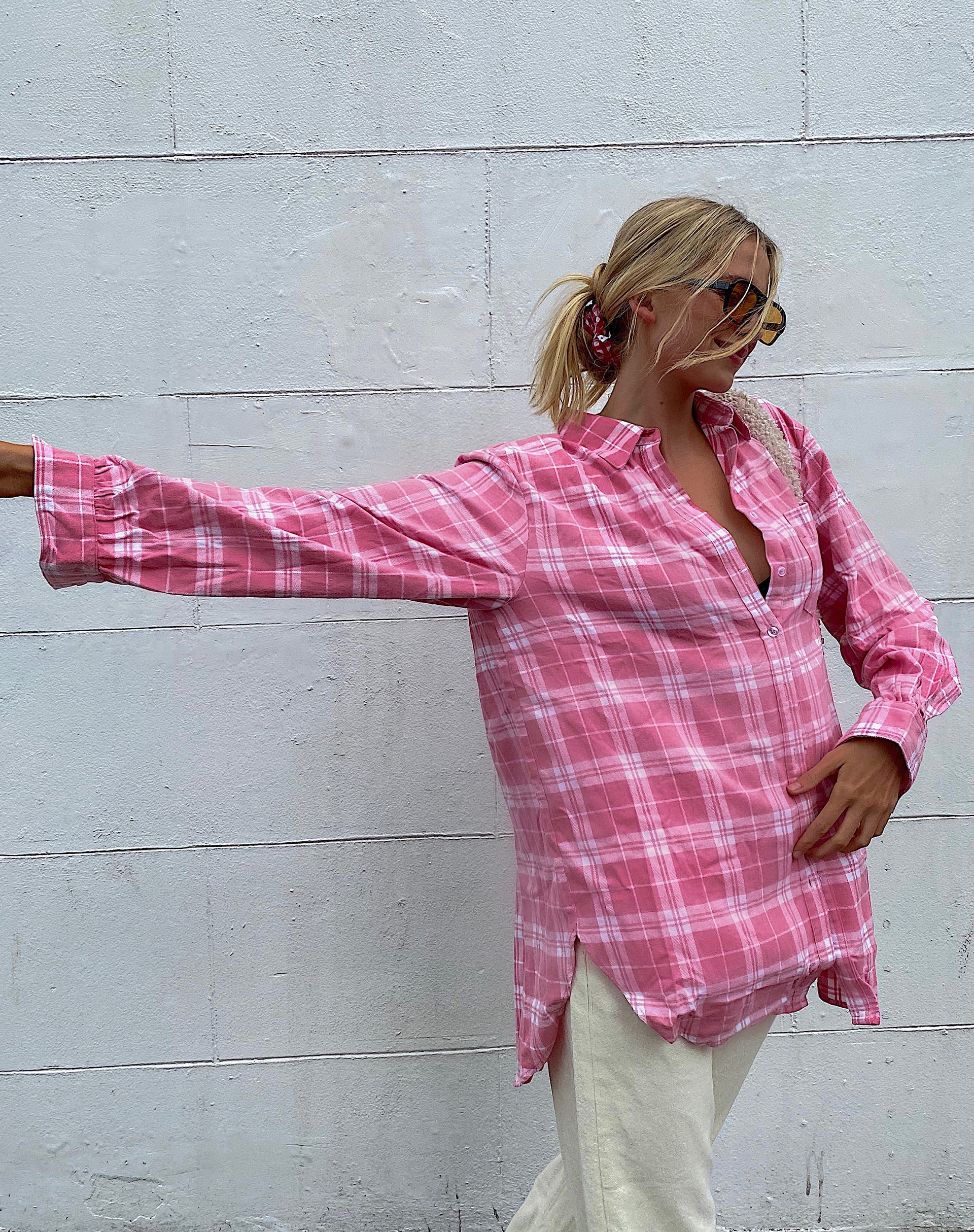 Imagen de Gane Camisa a cuadros Rosa Blanco
