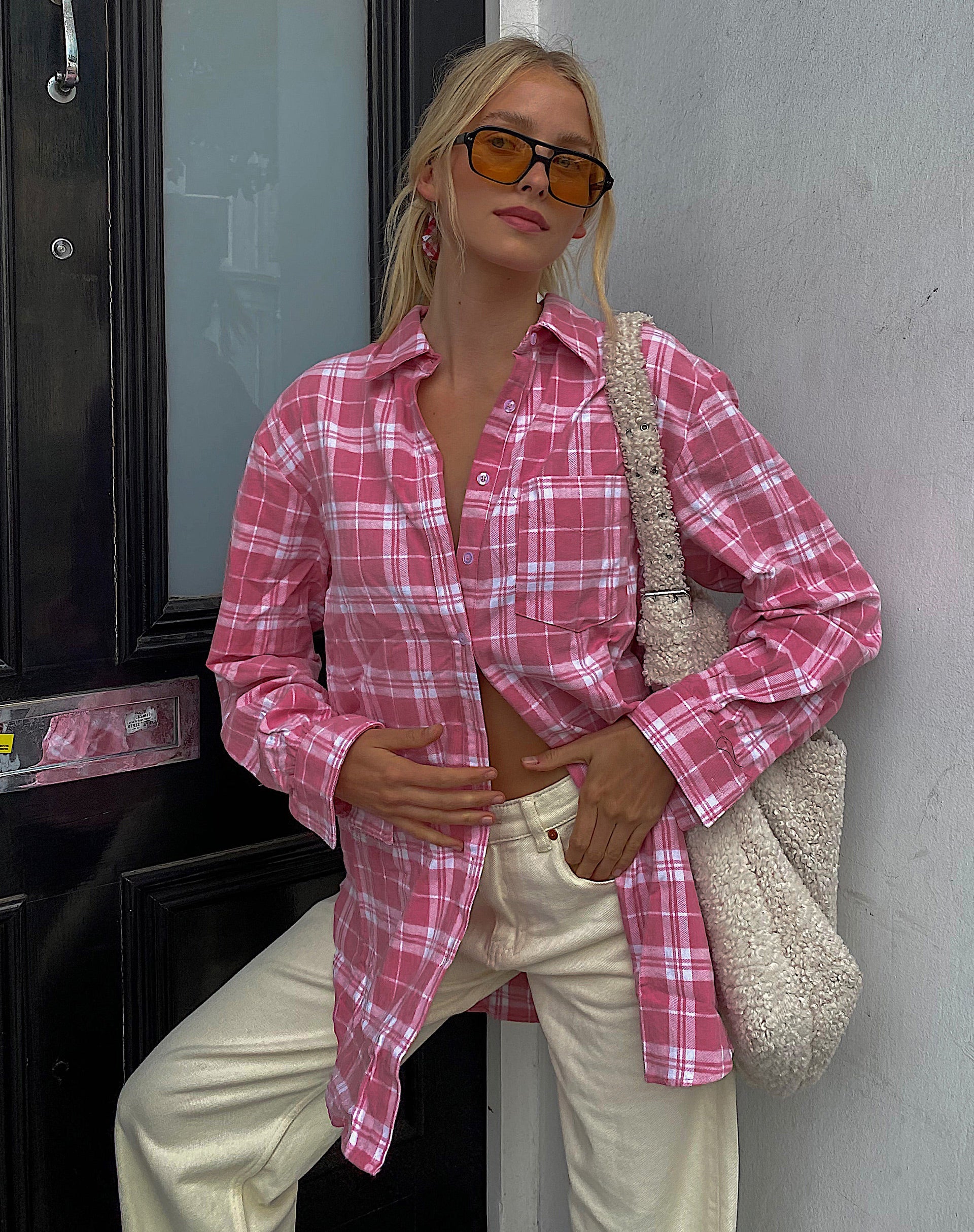 Imagen de Gane Camisa a cuadros Rosa Blanco