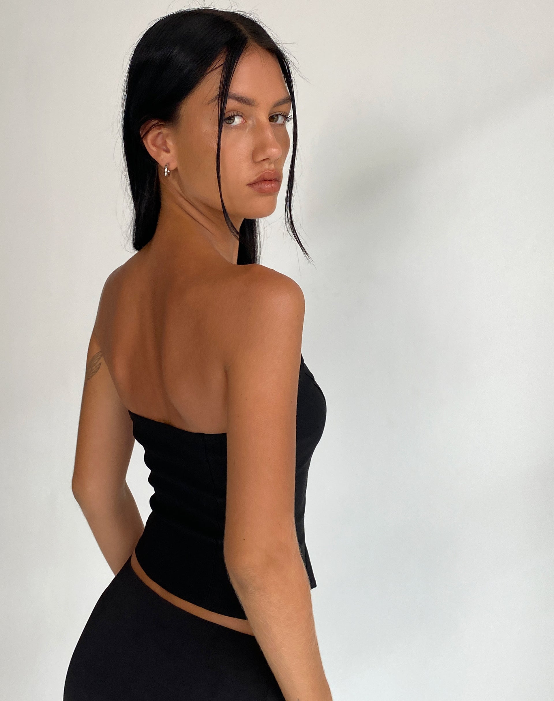 Imagen de Maribaya Longline Corset Top in Black