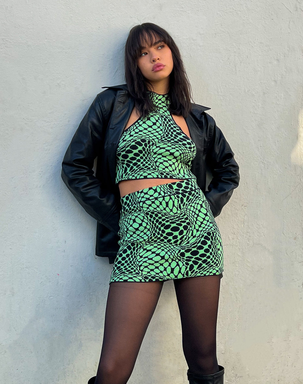 Minifalda Haru en Geo Polka Verde Arcadia