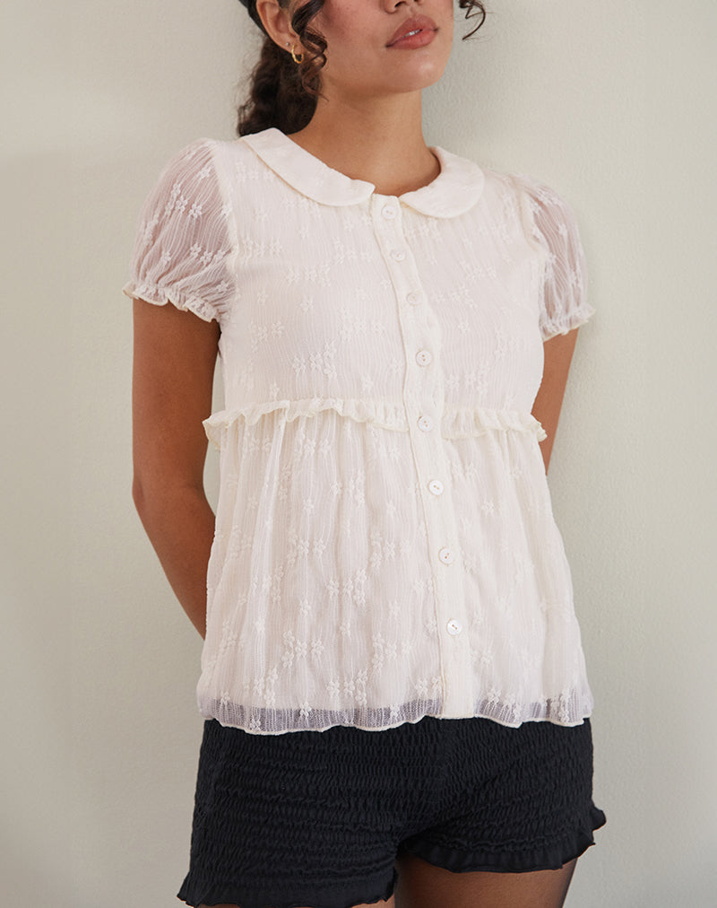 Imagen de la blusa Immy de encaje marfil