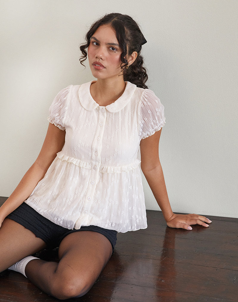 Imagen de la blusa Immy de encaje marfil