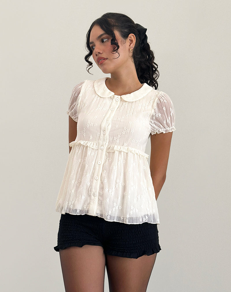 Imagen de la blusa Immy de encaje marfil