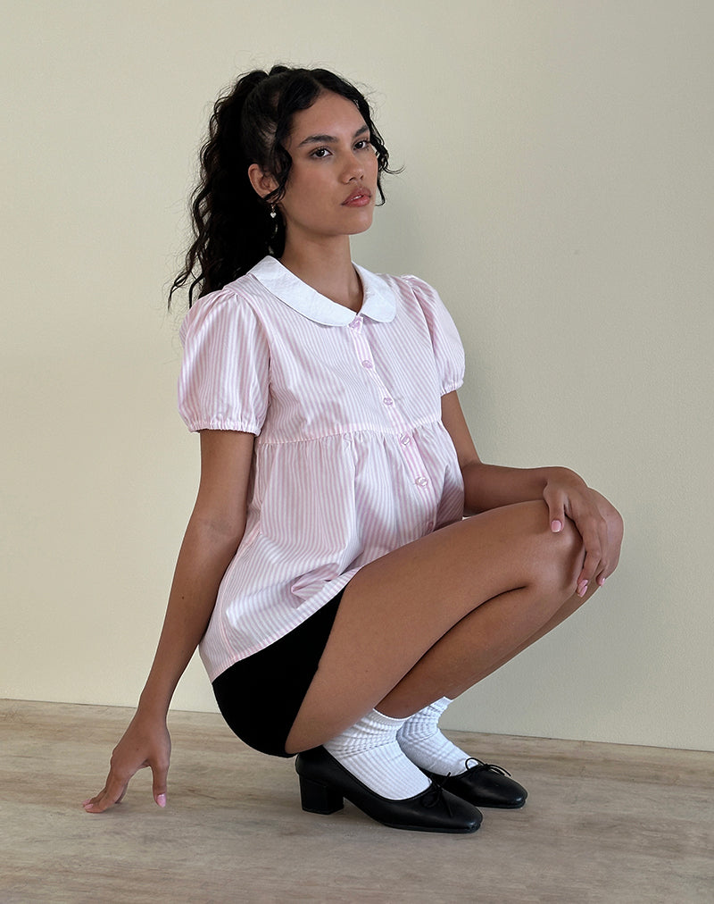 Imagen de Immy Top en Raya Pequeña Vertical Rosa Caramelo