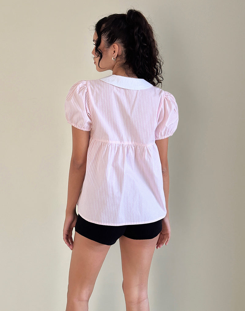 Imagen de Immy Top en Raya Pequeña Vertical Rosa Caramelo