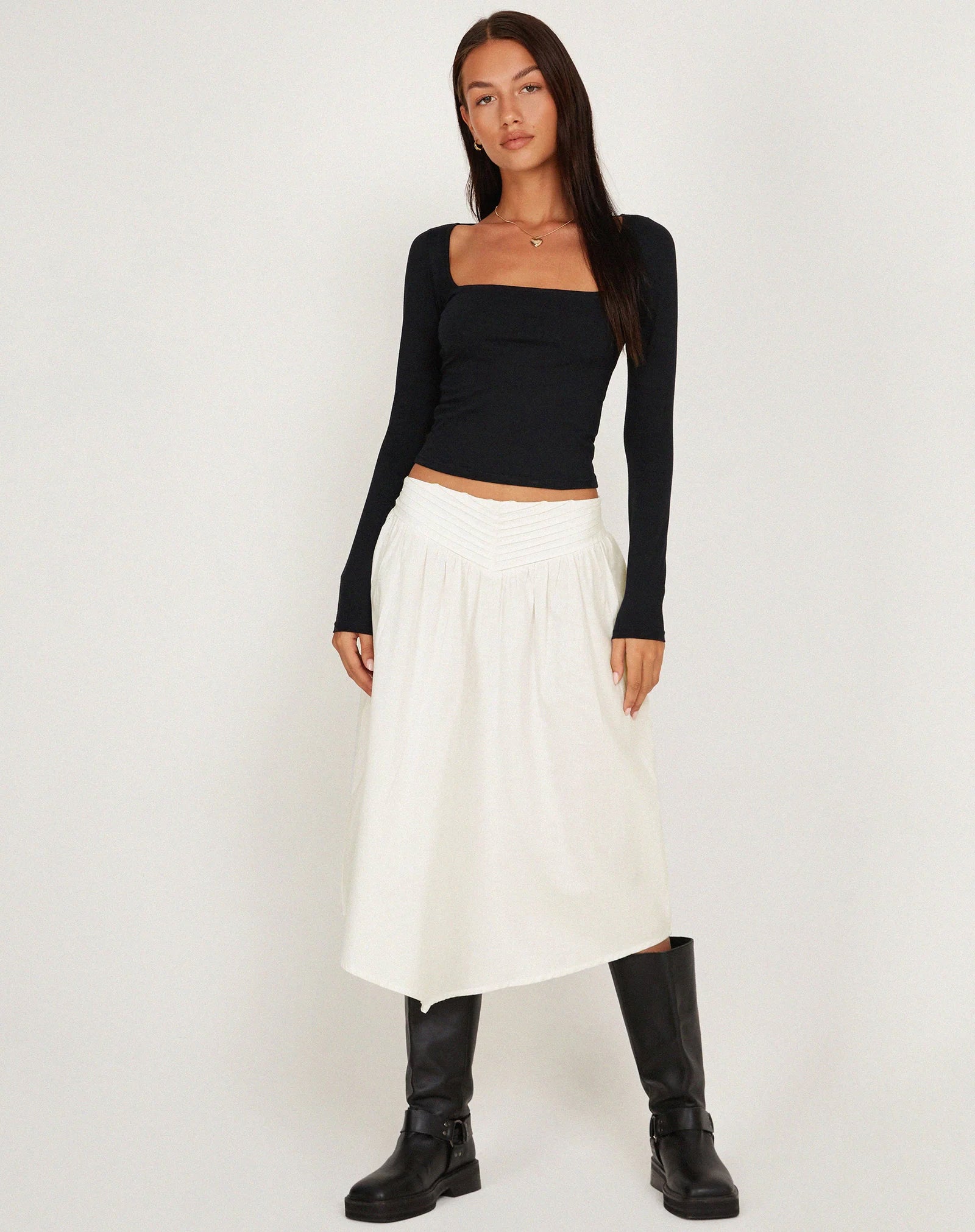Imagen de la falda India Midi de popelina blanca