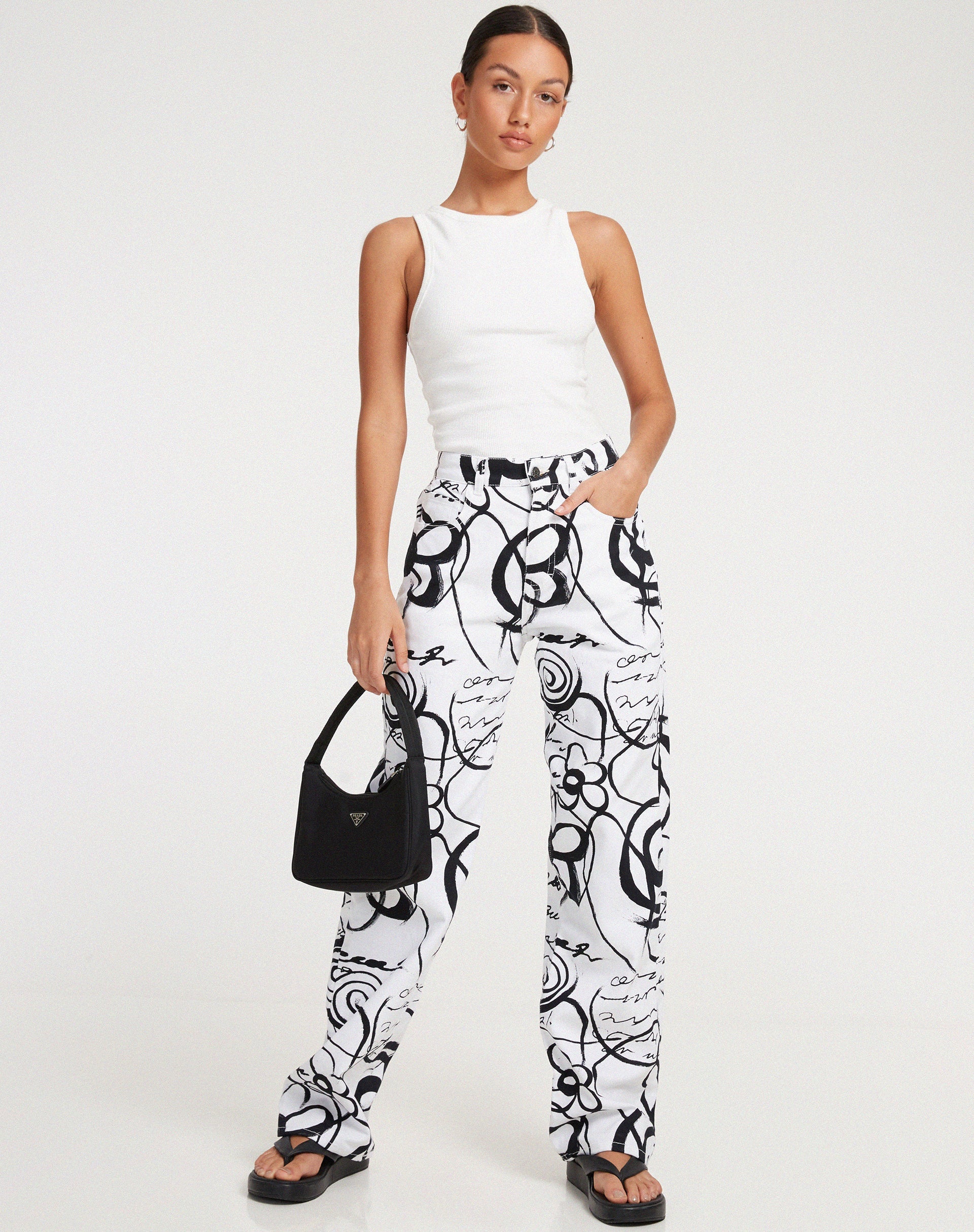 imagen de Parallel Jeans en Mono Doodle Blanco y Negro