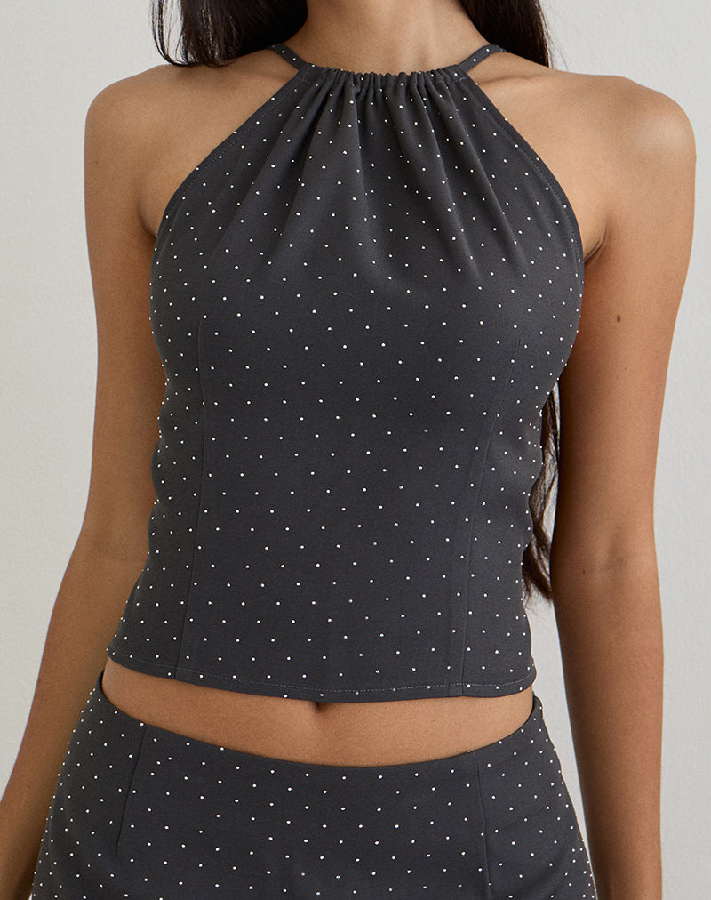 Isado Open Back Top Gris Diamante
