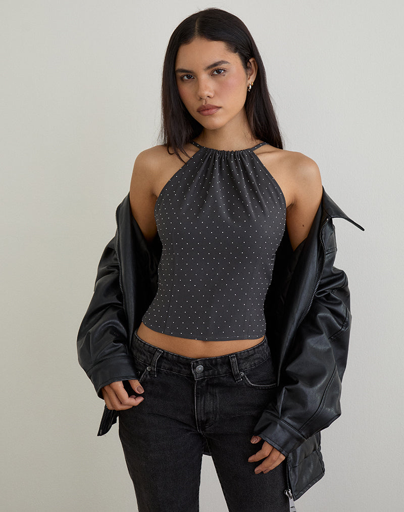 Isado Open Back Top Gris Diamante