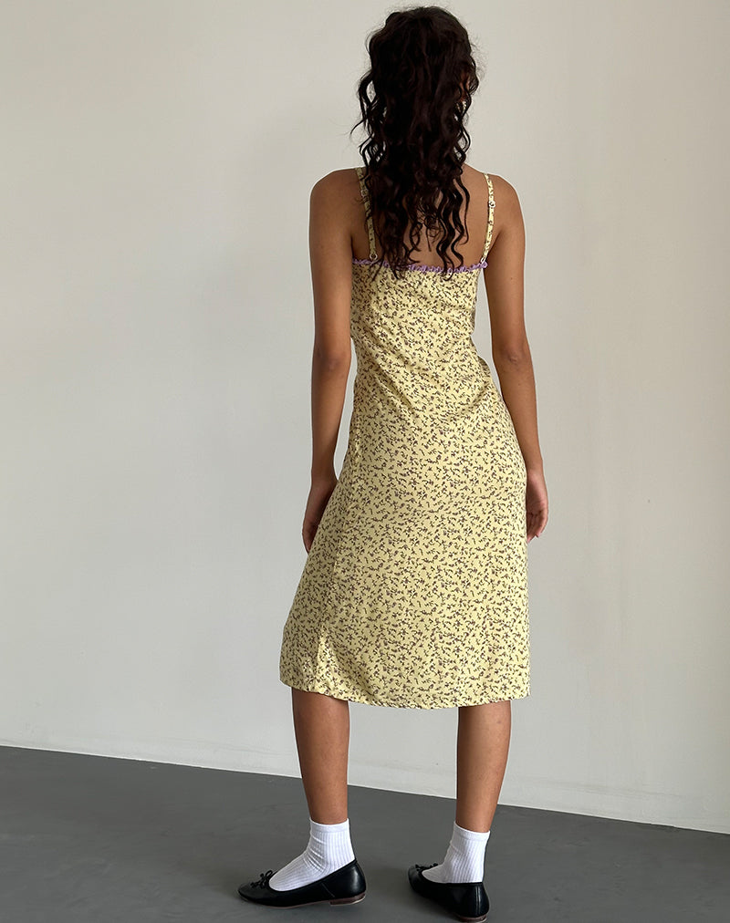 Imagen del vestido Isaure Midi de flores amarillo