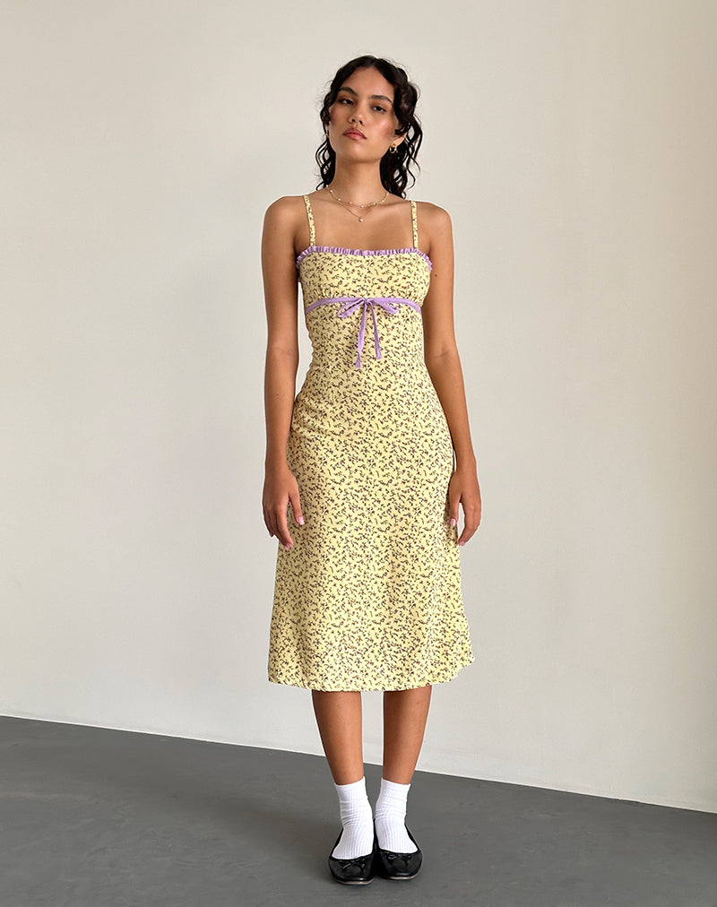 Imagen del vestido Isaure Midi de flores amarillo