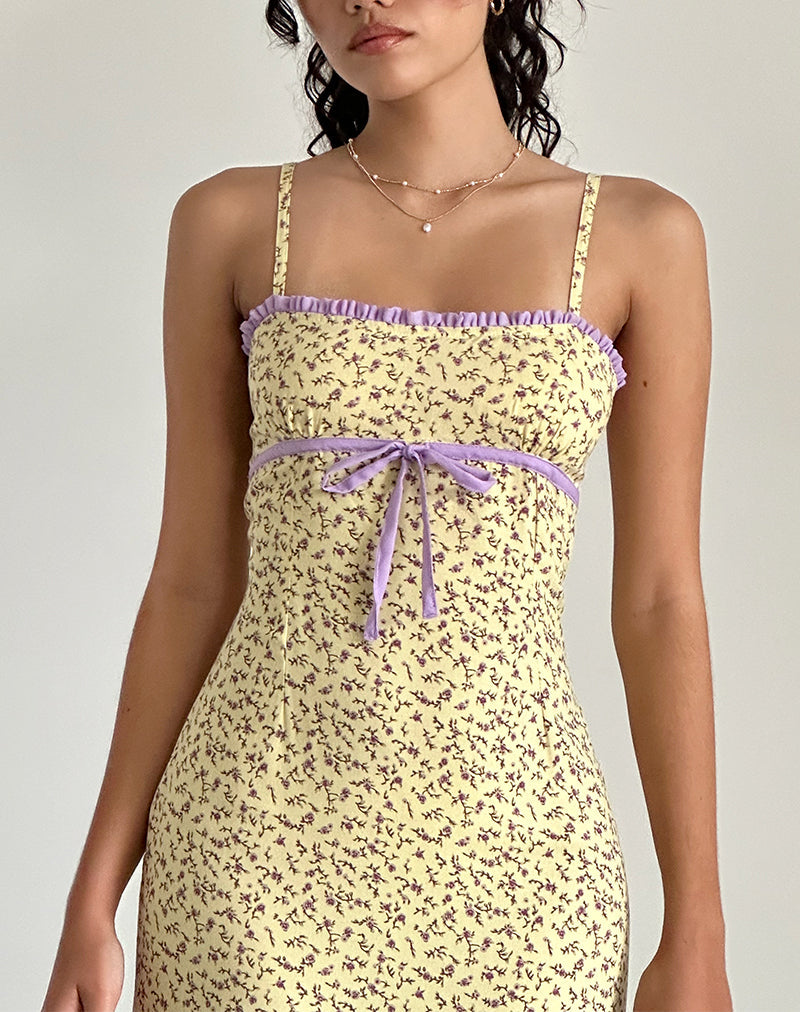 Vestido Midi Isaure en Flor Amarillo