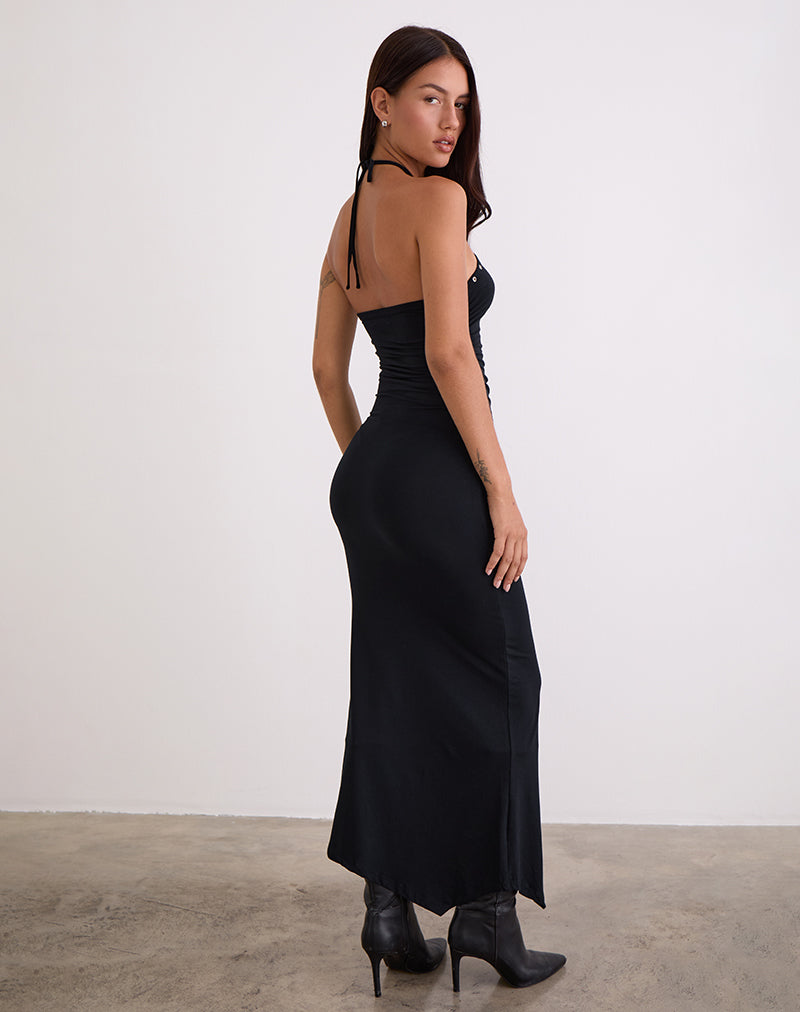 Imagen de Ishikawa Maxi Vestido Asimétrico con Ojales en Negro